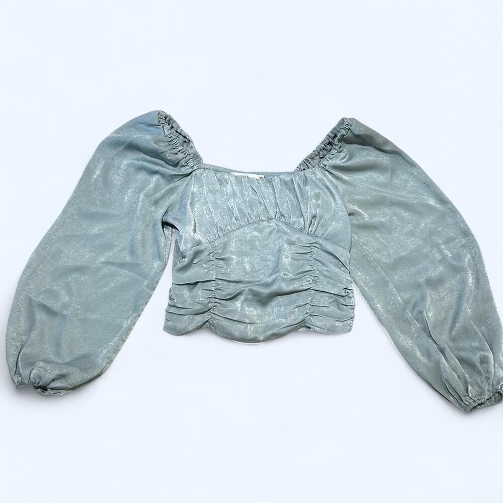 Blue metallic cottagecore top